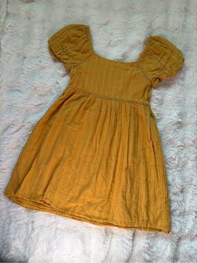 American Eagle Yellow Puff-Sleeve Cotton Dress